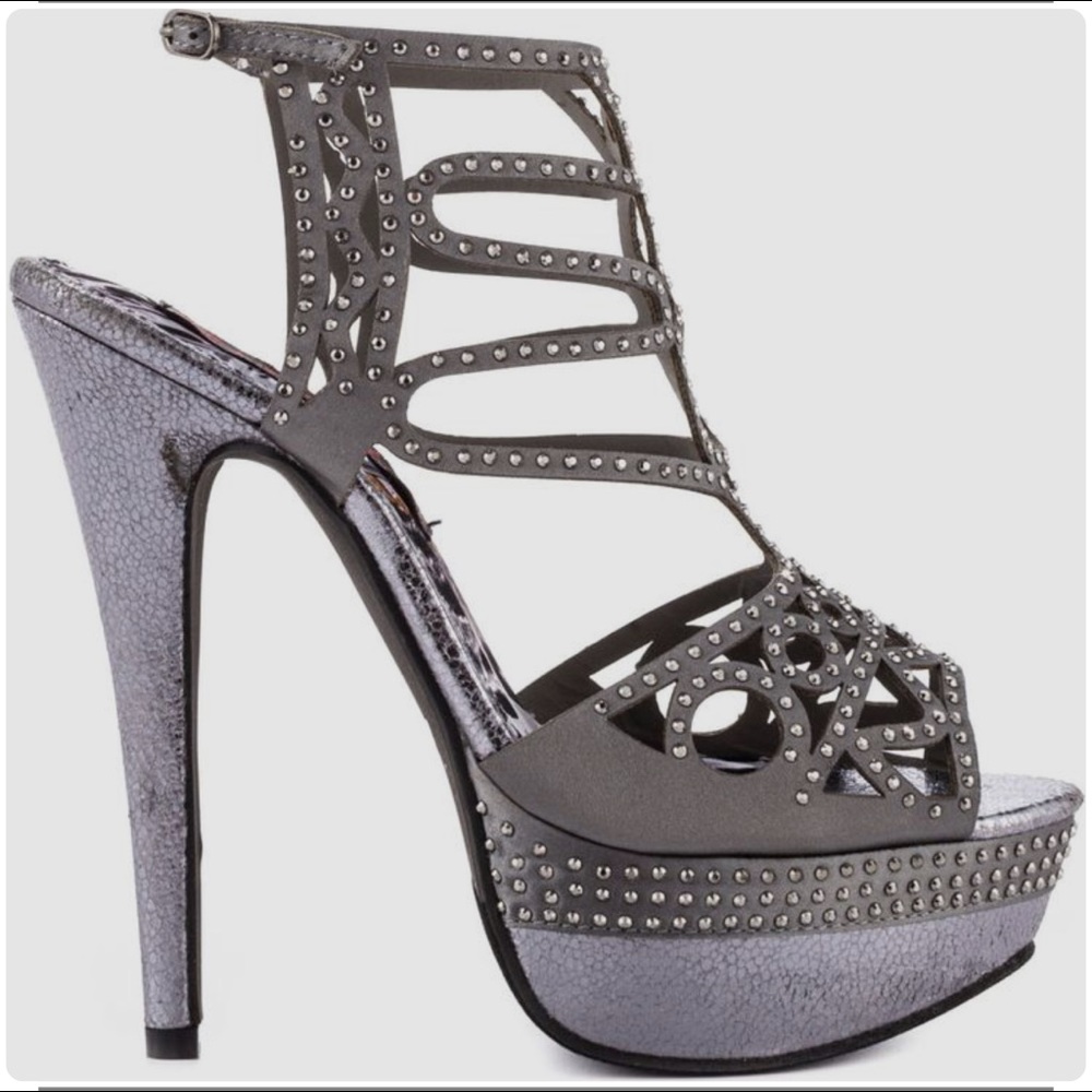 Pewter platform sandals